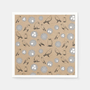  vogels en nestkraft Brown Servet