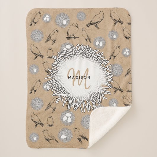 vogels en nestkraft Brown Sherpa Deken (Voorkant)