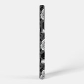 Vogels en pioenbloemen monochroom, grijs samsung galaxy hoesje (Rechterkant)