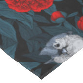 Vogels en rode pioenbloemen met blauwe bladeren tafelkleed (Gekanteld)