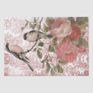  vogels en Rozen Shabby Chic Tissuepapier