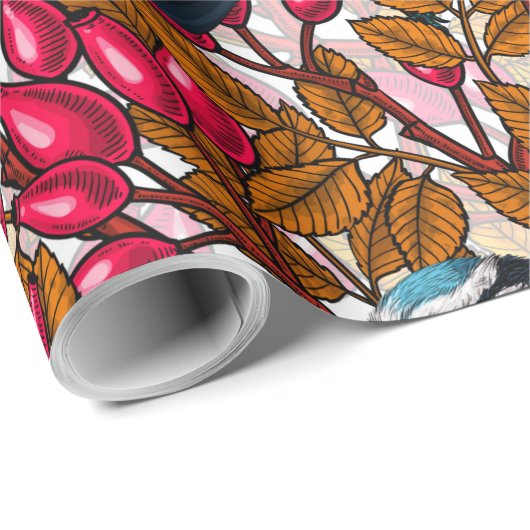 Vogels en rozen van honden cadeaupapier (Rol Hoek)