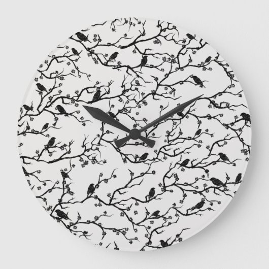 Vogels en Sakura Branches Japans schilderen Grote Klok (Voorkant)