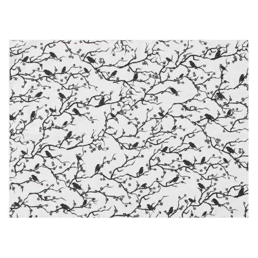 Vogels en Sakura Branches Japans schilderen Tafelkleed (Voorkant (Horizontaal))