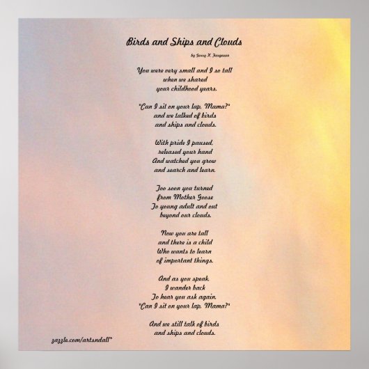 "VOGELS EN SCHEPEN EN GEZINSLEUTELDE POEM-POSTER" POSTER (Voorkant)