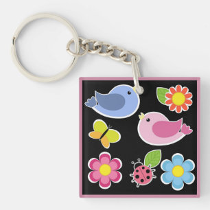 VOGELS EN STROMEN PATROON SLEUTELHANGER