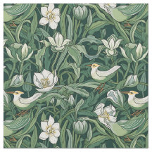 Vogels en Tulpen Groene Art Nouveau
