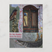 Vogels en Vissen Retro Collage Briefkaart (Voorkant)