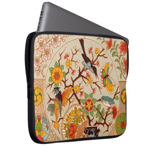 Vogels en vlinders hoes voor neopreen-laptops (Voorkant Rechts)