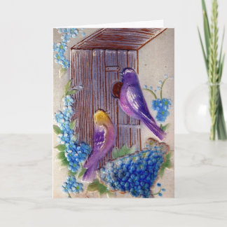 Vogels en vogelhuis kaart