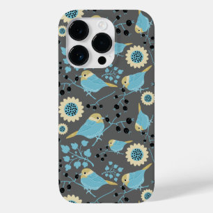 Vogels Floral Berries Blue Cream Black Grey Patter Case-Mate iPhone 14 Pro Hoesje