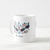 Vogels Flowers Boho Design GEPERSONALISEERD Koffiemok (Voorkant links)