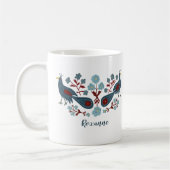 Vogels Flowers Boho Design GEPERSONALISEERD Koffiemok (Links)