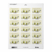  Vogels Geel & Grijs RSVP Adres Etiket (Full Sheet)