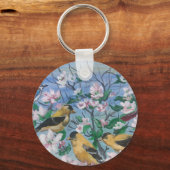 Vogels gele vink bloeit sleutelhanger (Voorkant)