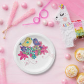 Vogels, glas papieren bordje (Feest)