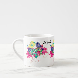 Vogels, glazen espressobeker espresso kop