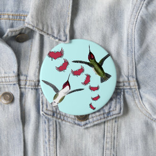 Vogels grazen met vleugels ronde button 4,0 cm