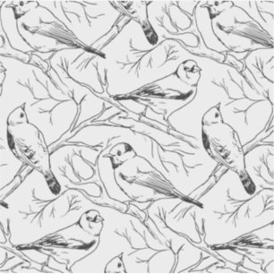 Vogels handgetekend zwart-wit patroon Modern Sticker