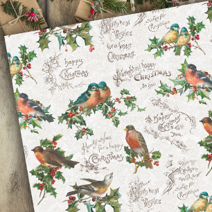 vogels, heilige en kerstgraten tissuepapier