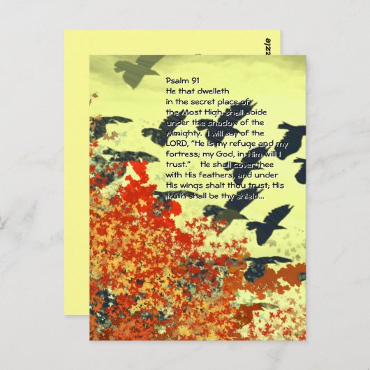 Vogels Hij zal u bedekken met Zijn veren, Briefkaart (Voorkant / Achterkant)