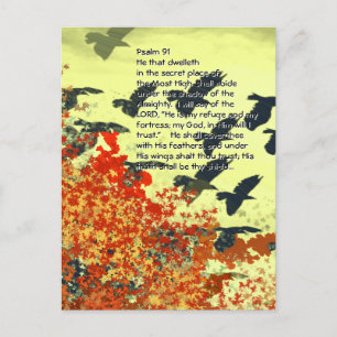 Vogels Hij zal u bedekken met Zijn veren, Briefkaart