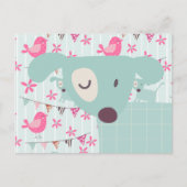Vogels, honden, banners, bloemen briefkaart (Voorkant)