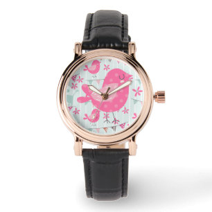 Vogels, honden, banners, bloemen horloge