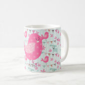 Vogels, honden, banners, bloemen koffiemok (Voorkant rechts)