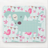 Vogels, honden, banners, bloemen muismat (Voorkant)