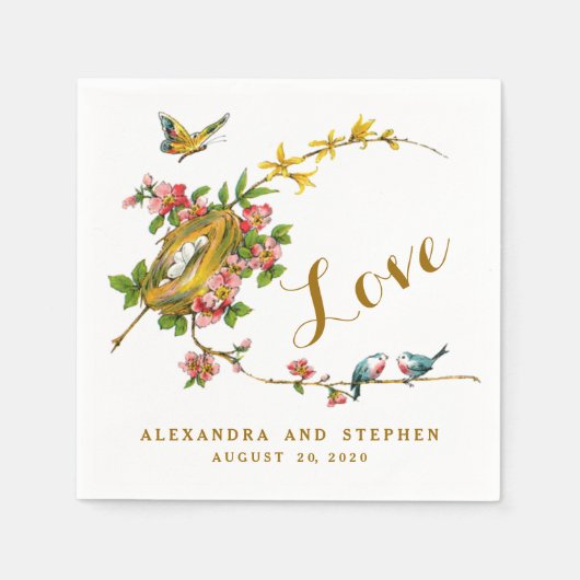  vogels houden van bruidspapier servetten (Voorkant)