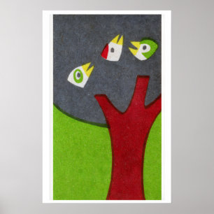 Vogels in Boom - Matchbox Print - Esthetische Muur