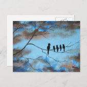 Vogels in de boom in Sky Moederdag Abstracte kunst Briefkaart (Voorkant / Achterkant)