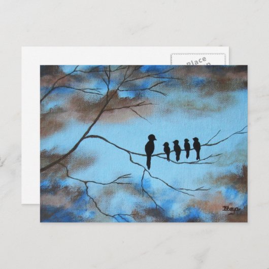 Vogels in de boom in Sky Moederdag Abstracte kunst Briefkaart (Voorkant / Achterkant)