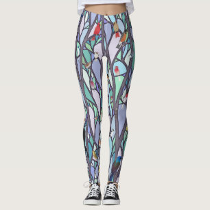 Vogels in de glas-in-loodramen leggings