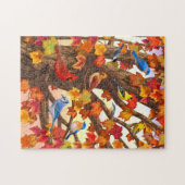 Vogels in de herfstapelboom legpuzzel (Horizontaal)