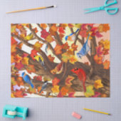 Vogels in de herfstapelboom tissuepapier (Craft)