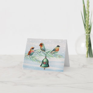 Vogels in de Sneeuw op een Tak Kaart