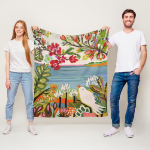 Vogels in de tuin fleece deken