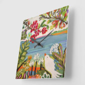 Vogels in de tuin vierkante klok (Hoek)