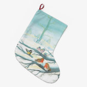 Vogels in de witte sneeuwwinter grote kerstsok (Voorkant (Hangend))