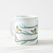 Vogels in de witte sneeuwwinter koffiemok (Voorkant links)