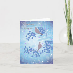 Vogels in een boom, denkend aan jou wenskaart bedankkaart