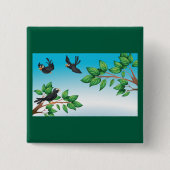 Vogels in een boom vierkante button 5,1 cm (Voorkant)