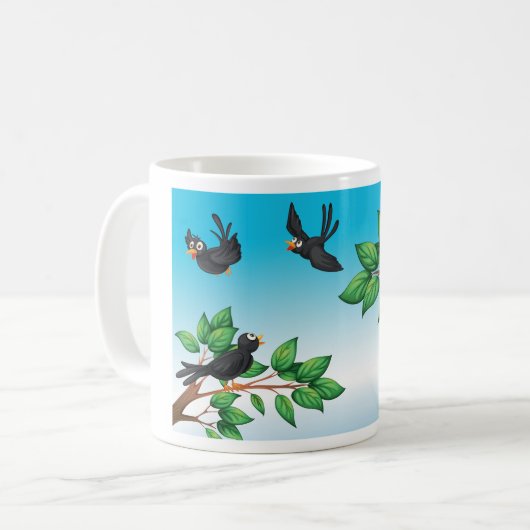 Vogels in een Mok van een boomkoffie (Voorkant links)