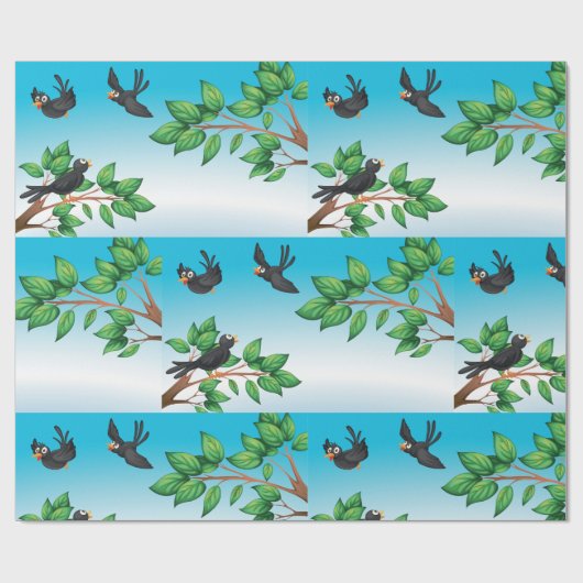Vogels in een omlooppapier cadeaupapier (Vlak)
