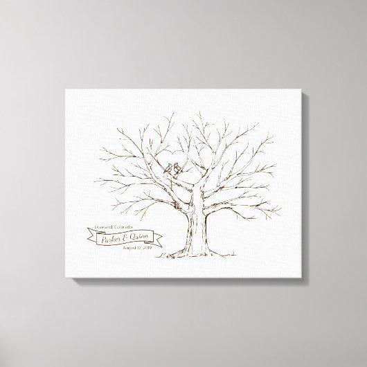 Vogels in eikenboom Harde vingerafdruksboek Canvas Afdruk (Voorkant)