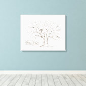 Vogels in eikenboom Harde vingerafdruksboek Canvas Afdruk (Insitu (Houten vloer))