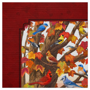 Vogels in Herfst Maple Tree Rood Stof
