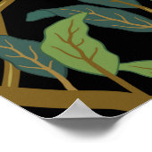  vogels in het loofgoed met vogels en zee van vruc poster (Hoek)